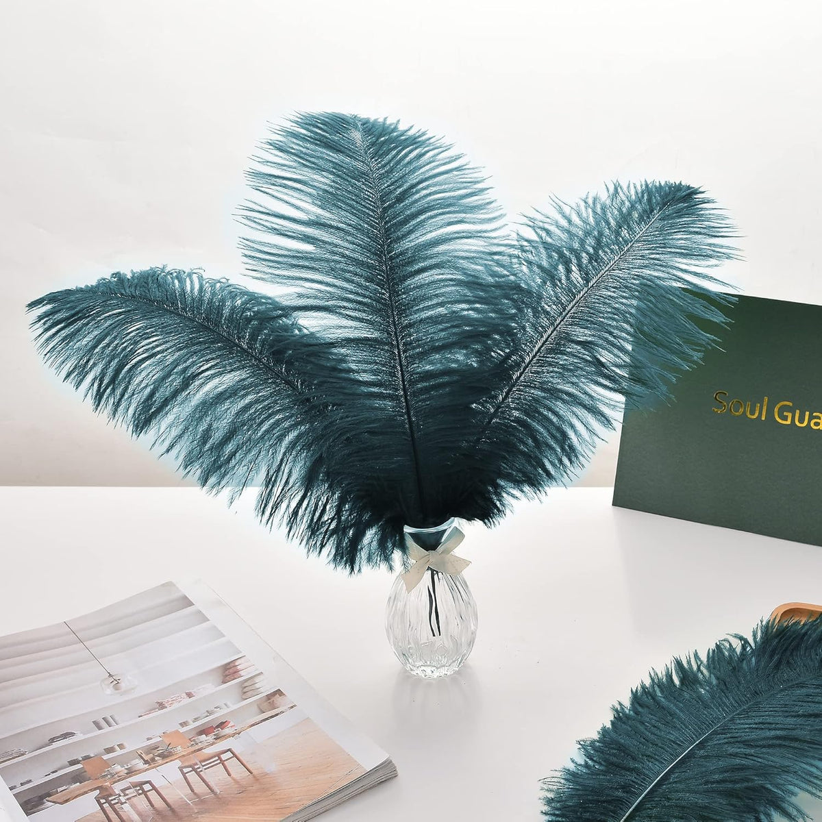 Ballinger Teal Ostrich Feathers Bulk - 24Pcs 8-10inch Feathers for Party Centerpieces,DIY Crafts