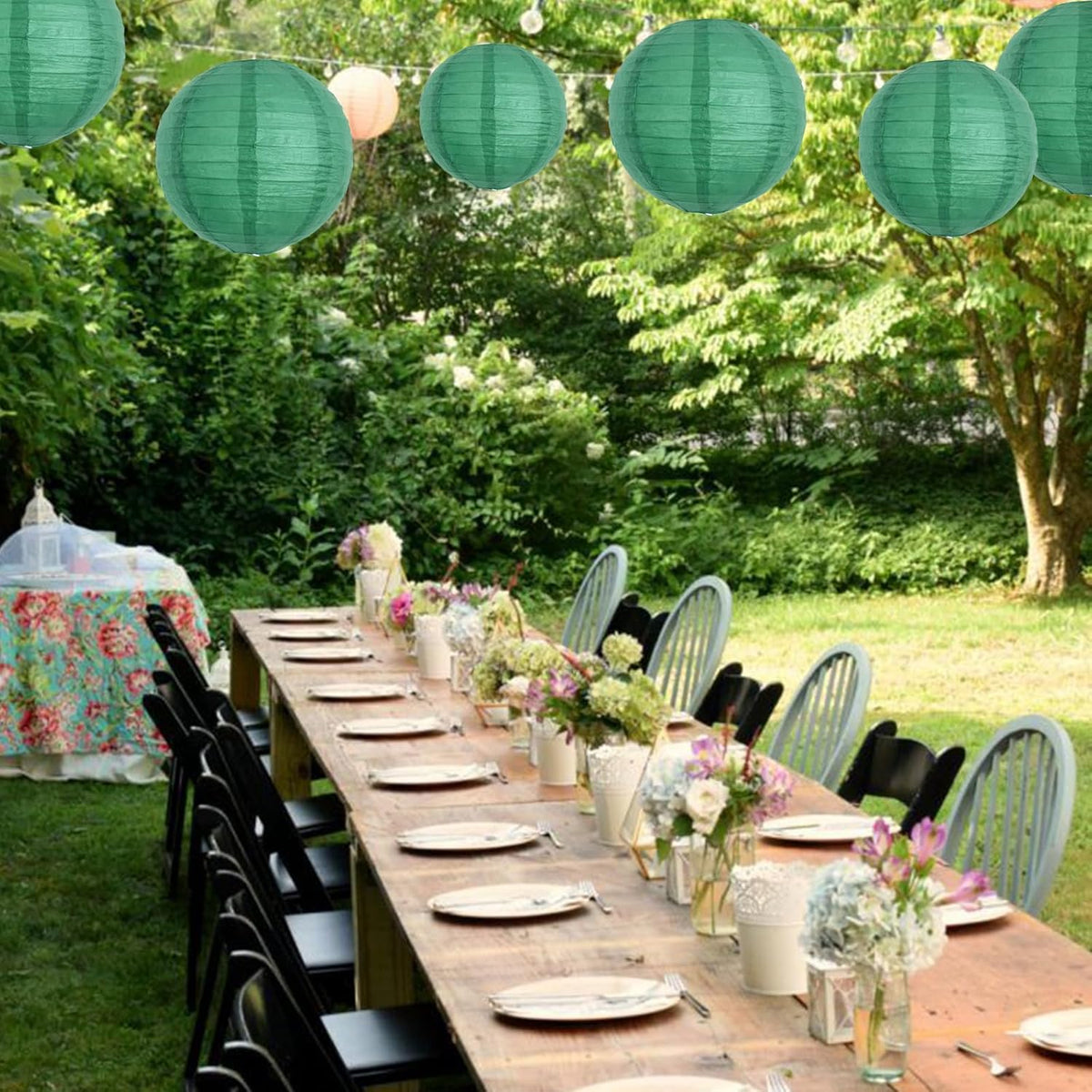BEISHIDA 12-Inch Green Round Paper Lanterns Hanging Decorative Chinese Paper Lanterns Lamp for