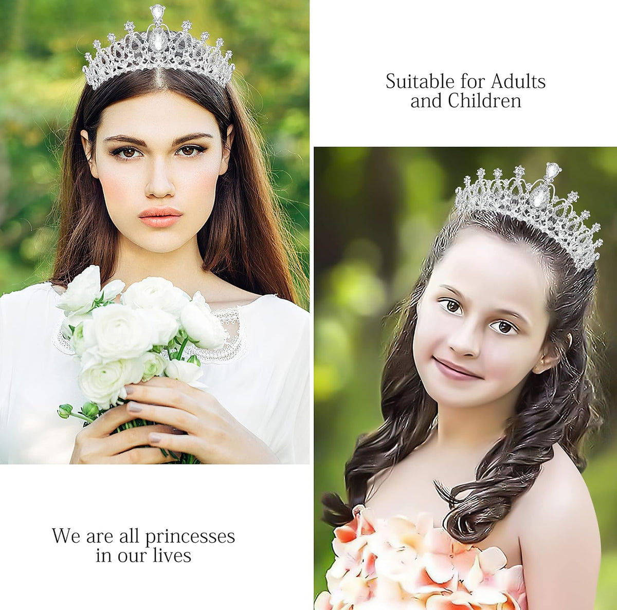 Makone Crowns for Women Princess Tiaras for Girls Queen Crown and Comb Tiara for Wedding Birthday