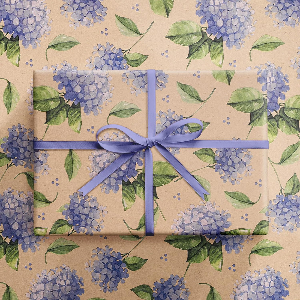RUSPEPA Hydrangea Wrapping Paper for Women Girls, Mini Roll, Delicate Blooming Floral Gift Wrap