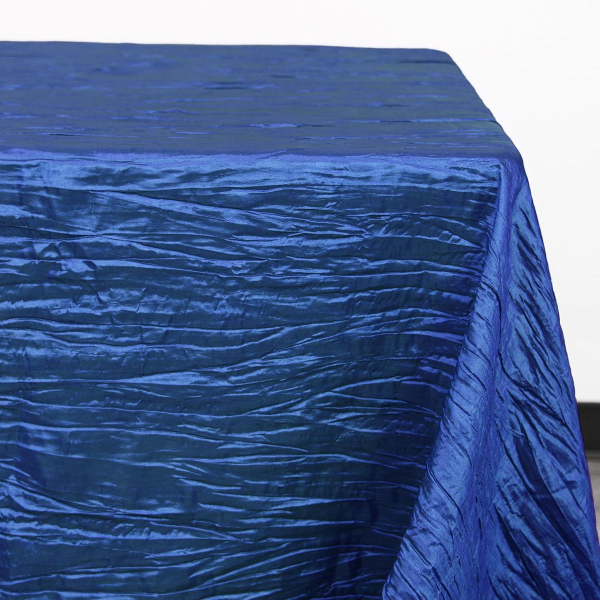 YOUR CHAIR COVERS - 90 x 132 inch Rectangular Crinkle Taffeta Tablecloth - Royal Blue, Rectangle
