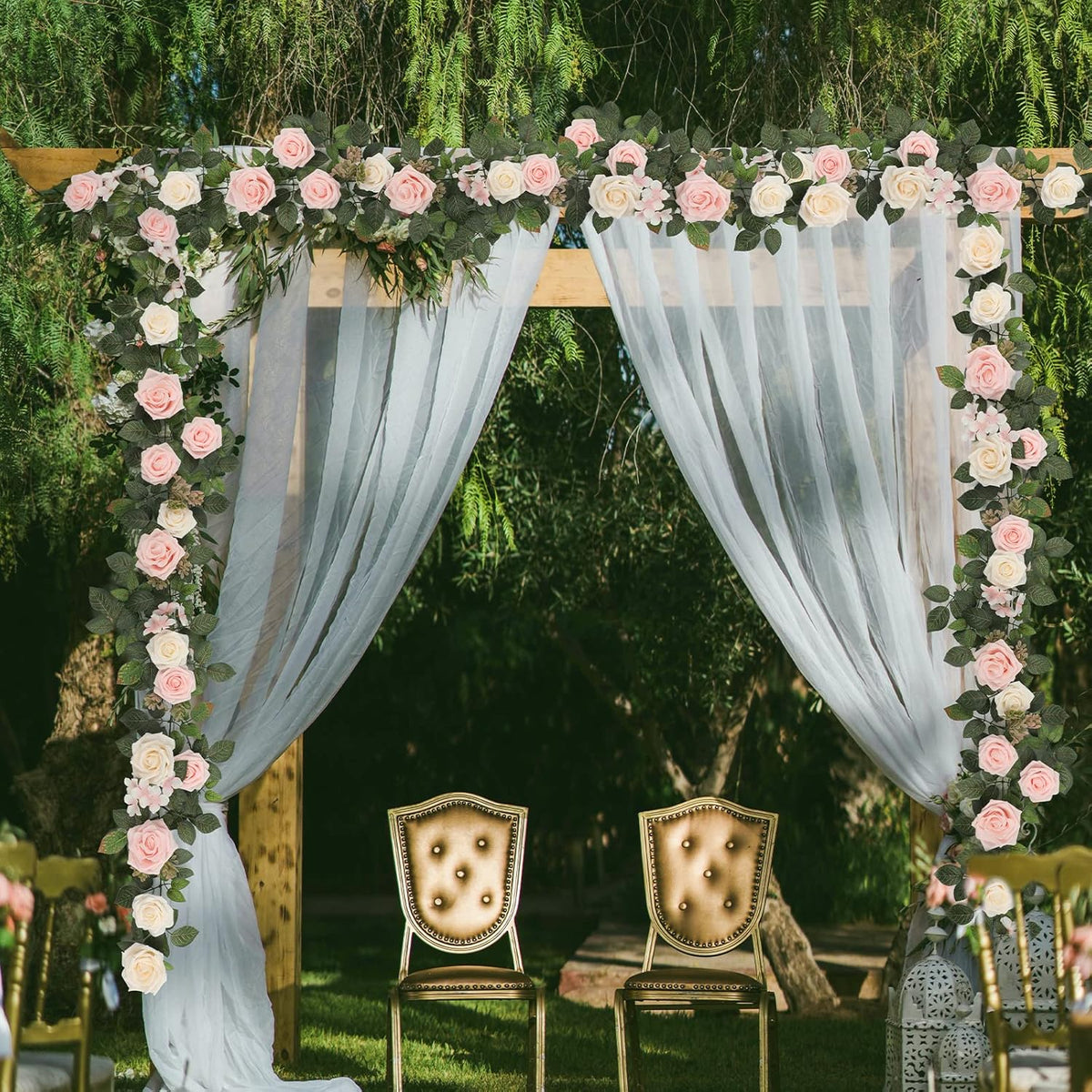 5FT Artificial Rose Flower Burgundy Fake Floral Garland for Wedding Ceremony Backdrop Arch Flowers