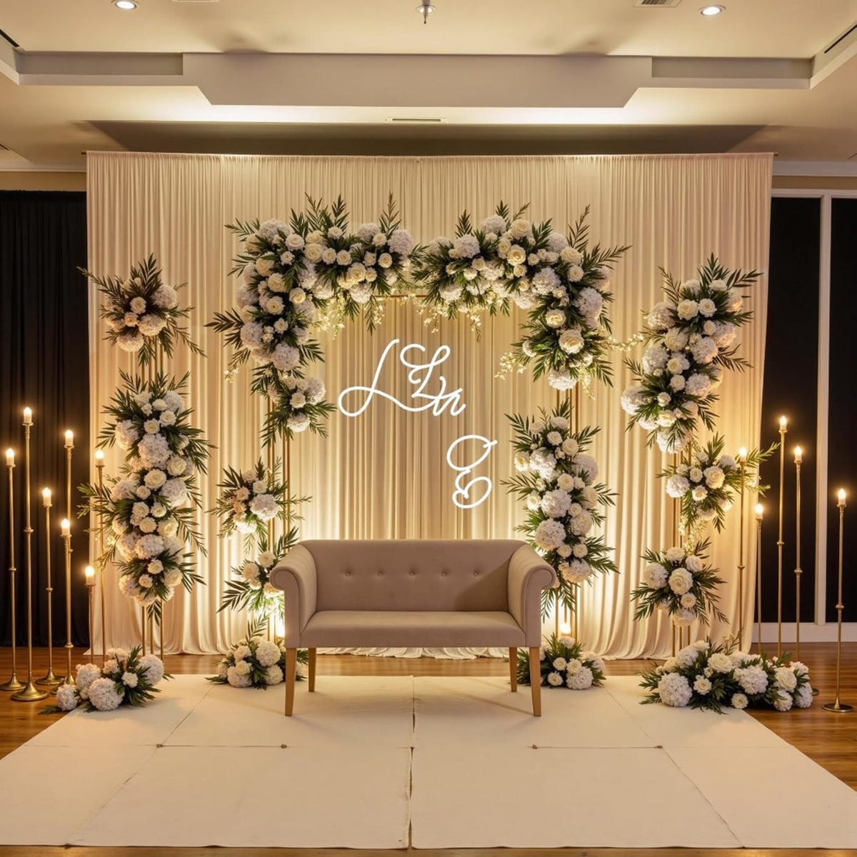 10ft x 10ft Wrinkle Free Beige Backdrop Curtain for Wedding Parties, Thick Polyester Photo Backdrop