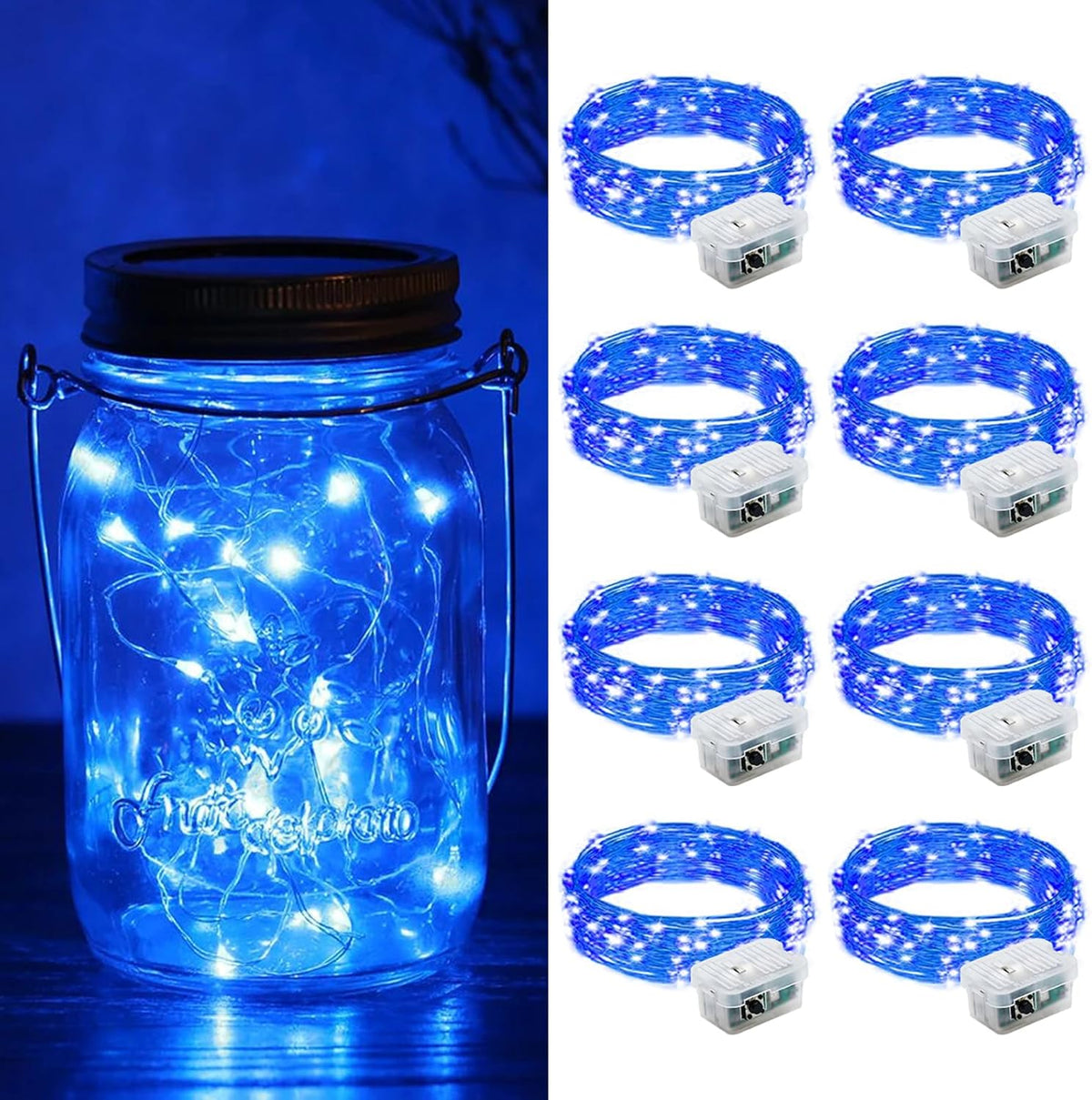 ZGWJ 8 Pack Fairy Lights Battery Operated, 7ft 20 Mini LED Fairy String Lights Silver Wire 3 Modes