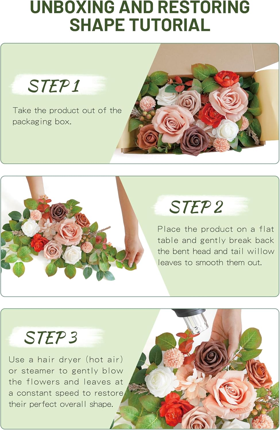 Wedding decor (pack of 2) Welcome Sign Flower Backdrop Garland For Ceremony Reception Wall Easel