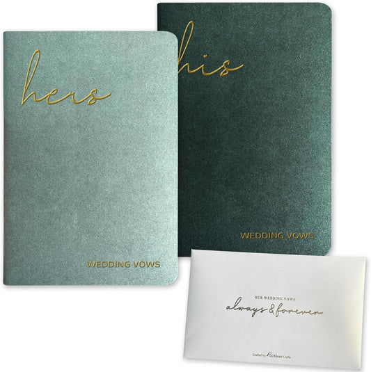 Vow Books His and Hers Wedding Vow Books with Soft Touch Gold Foil Engraving Wedding Essentials