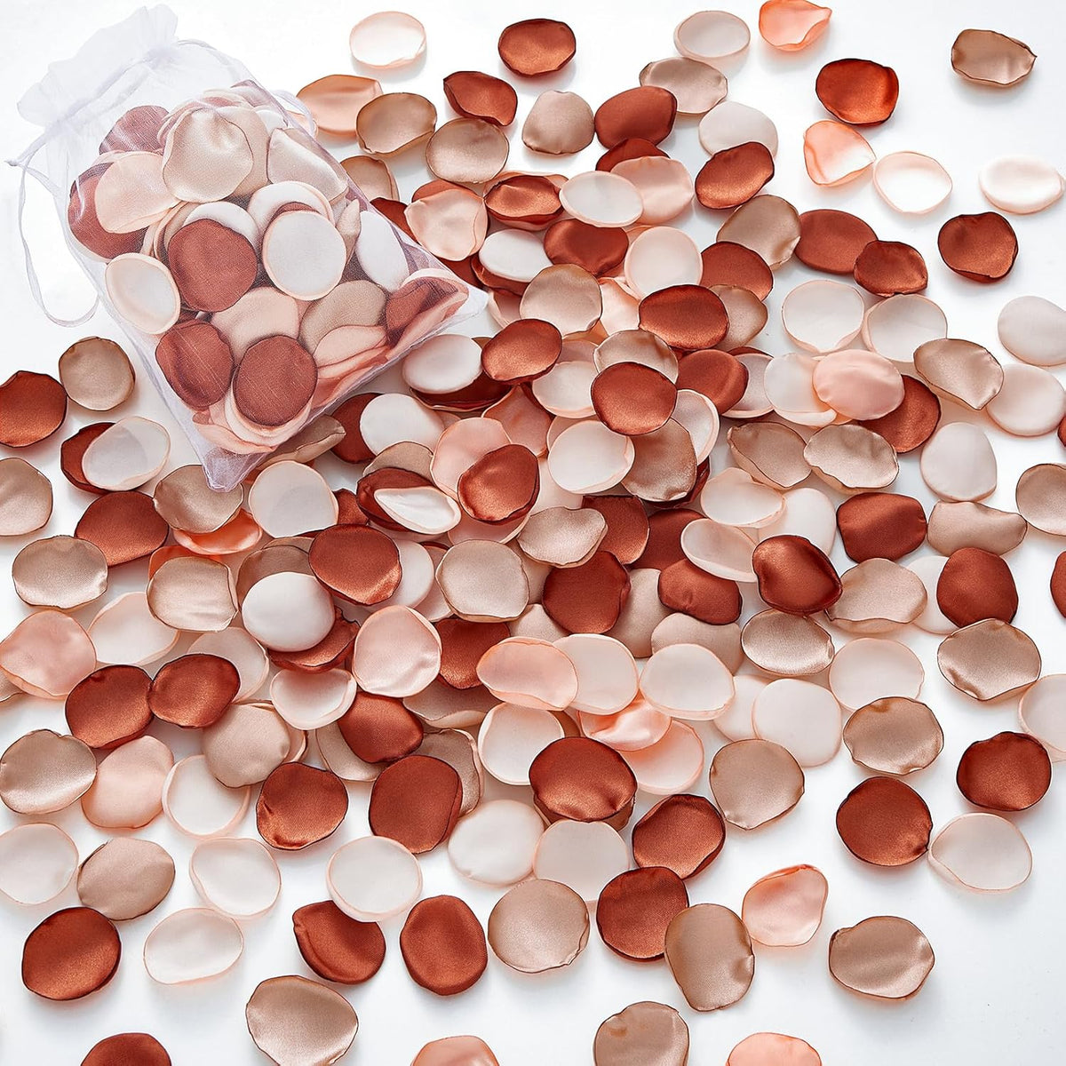 Serwalin 300Pcs Silk Rose Petals Artificial Flower Petals for Weddings Fake Rose Brown Petals