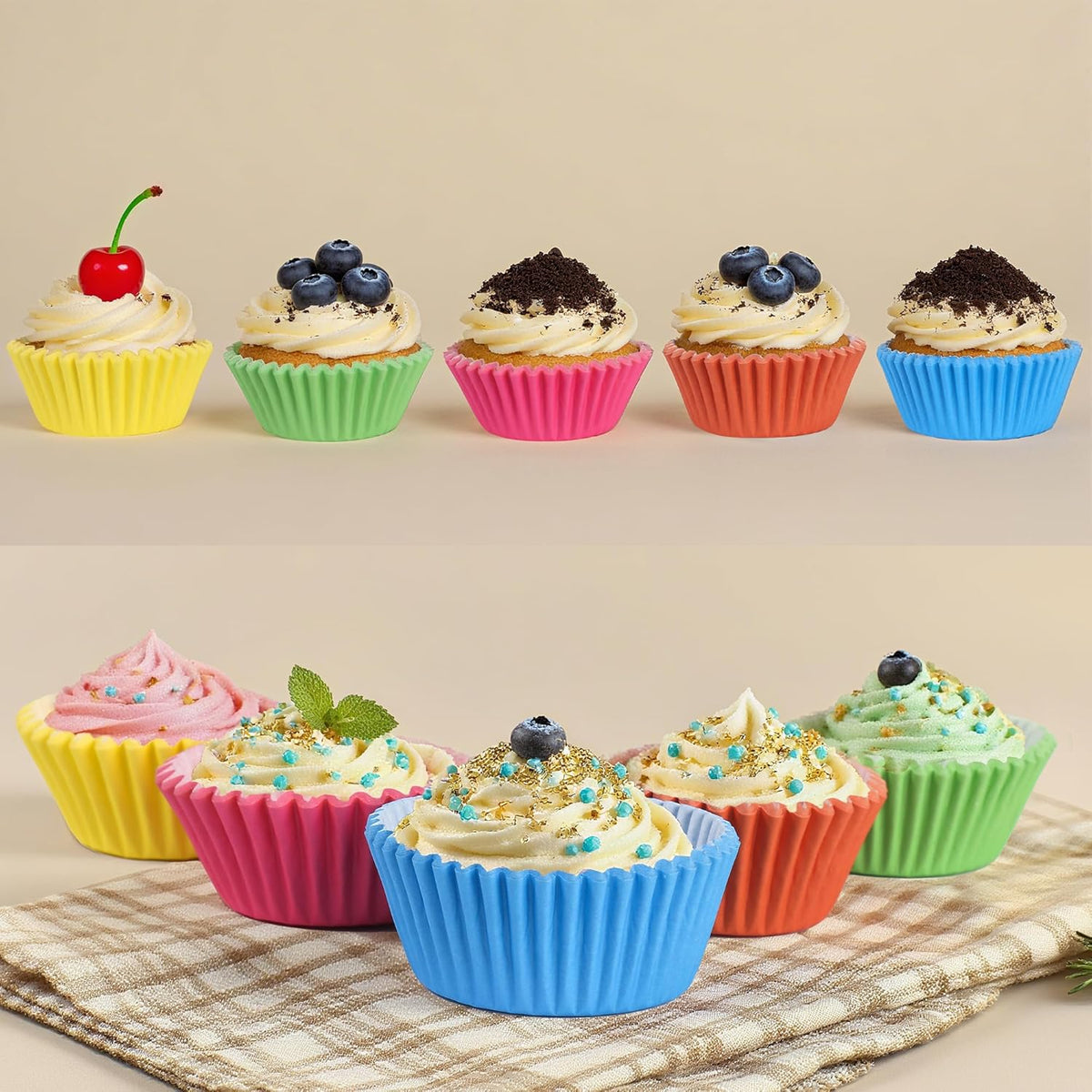 2 inch 1000-Count Mini Cupcake Liners Bright Colorful Muffin Baking Cups, Odorless,Baking Paper