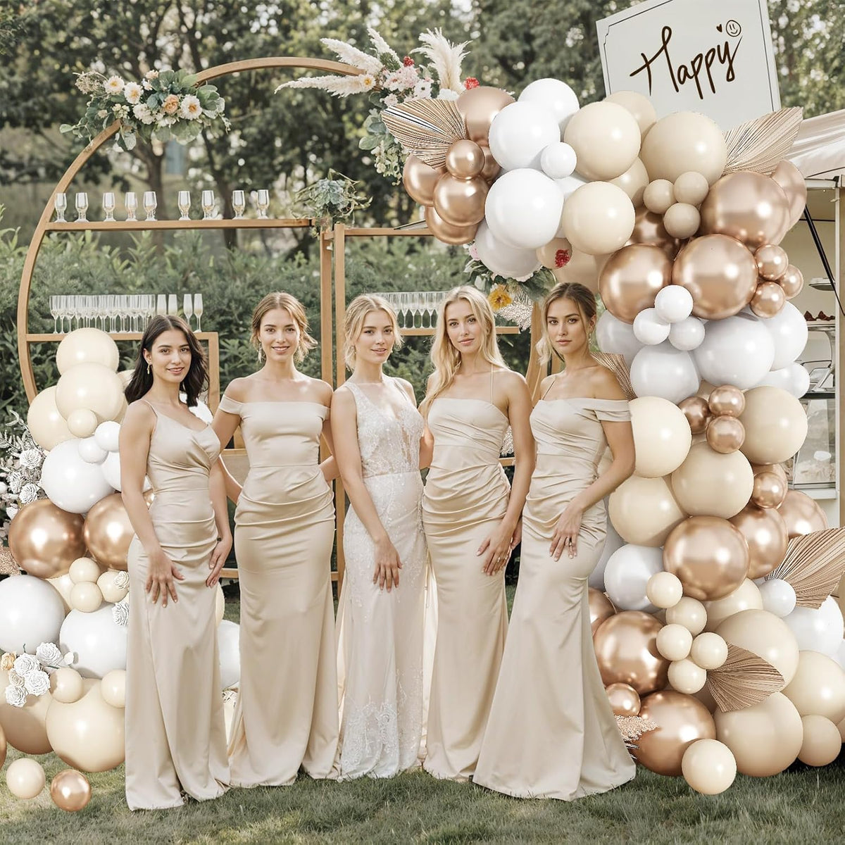 Neutral Balloon Arch Kit 142Pcs Cream White Champagne Gold Balloons Garland Kit Boho Beige Sand