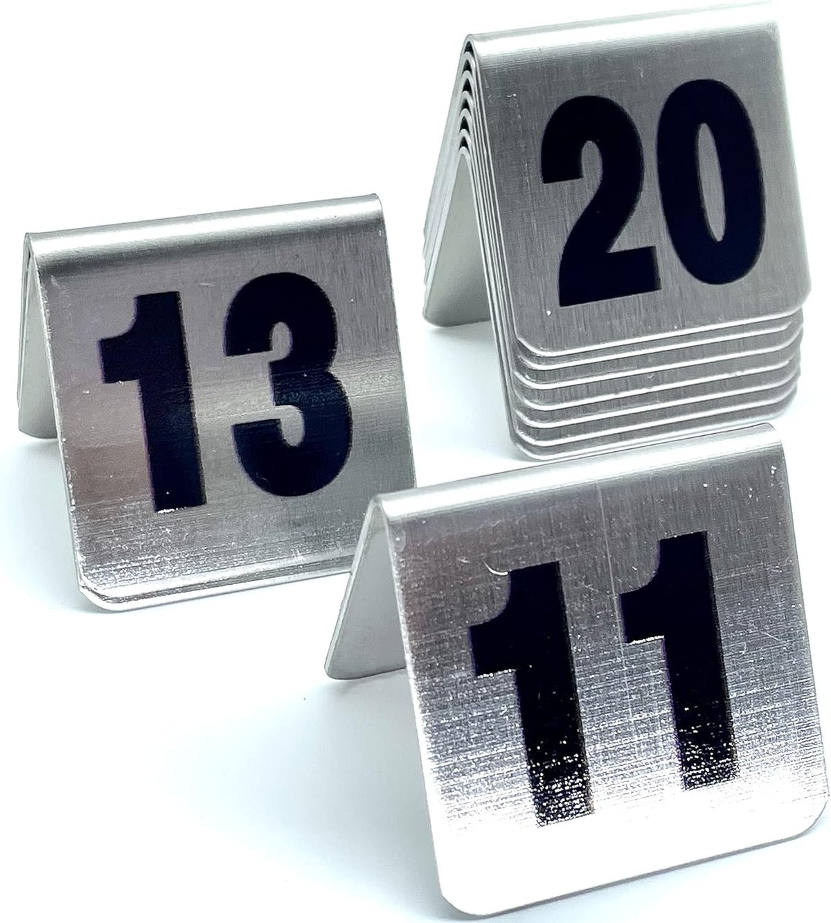 10 Pcs Metal Place Cards Stackable Tent Style Table Numbers，Place Card Holders for Celebration