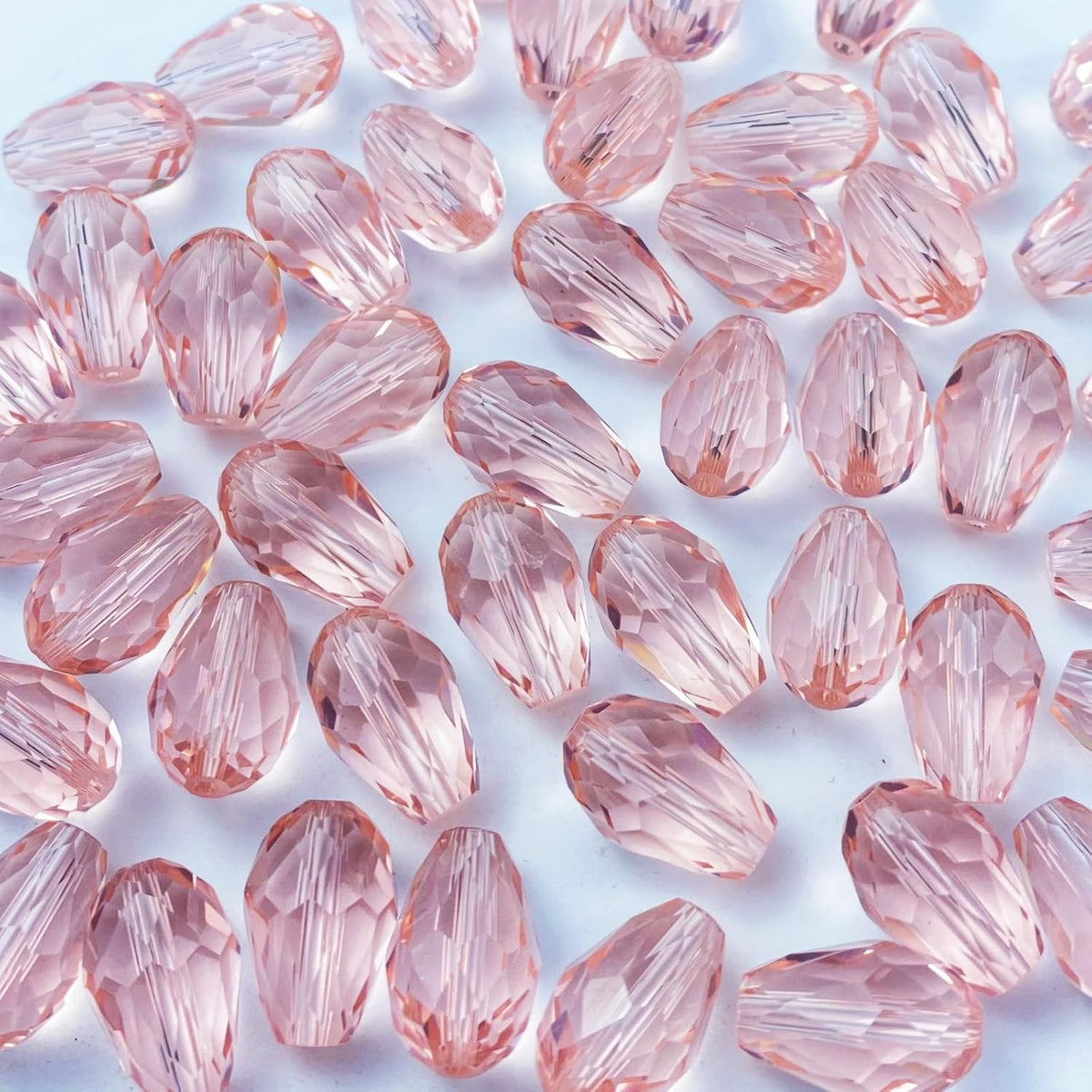 50pcs 10x15mm Teardrop Crystal Glass Beads Vertical Hole Faceted Glass Teardrop Spacer Beads for