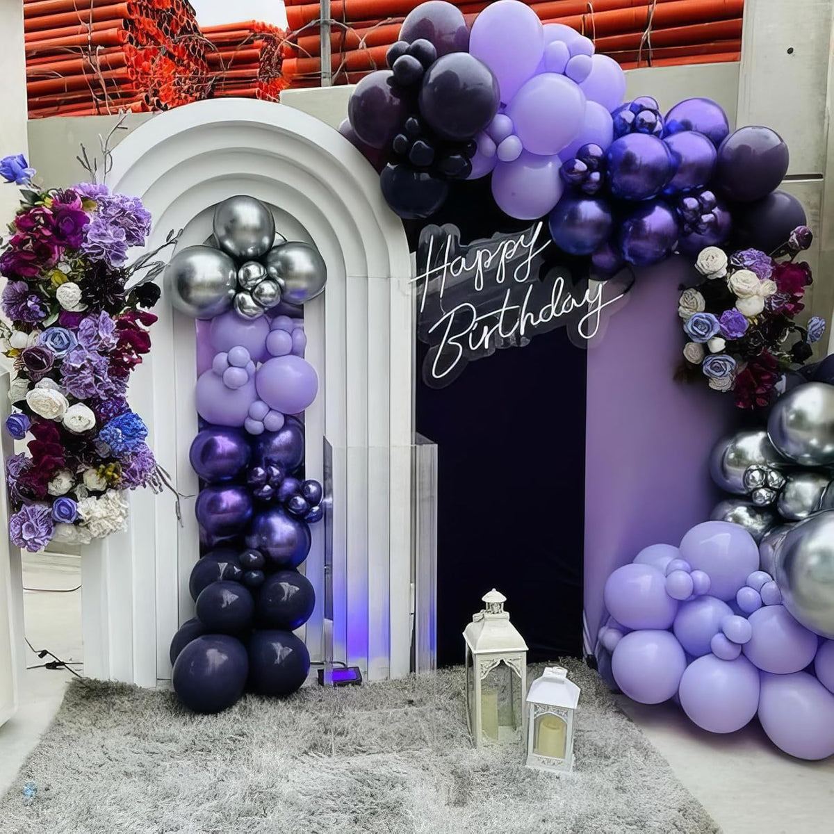 Purple Black Silver Balloons, 50pcs Purple and Black Balloons, Metallic Purple Silver Balloon for