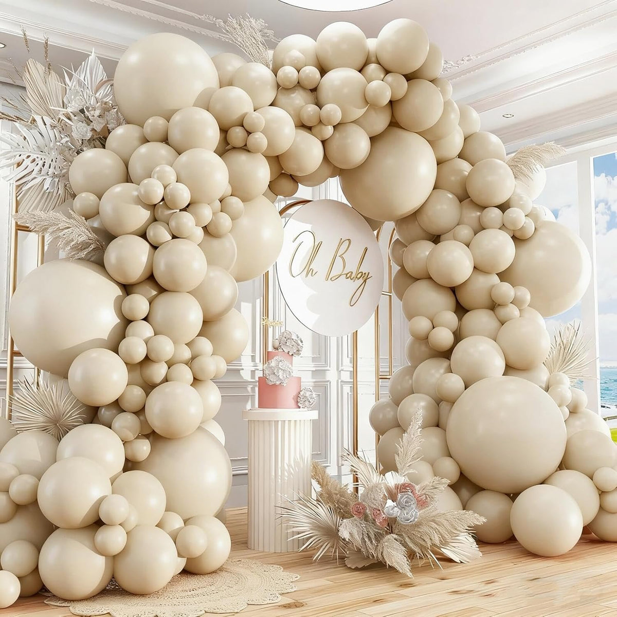 412pcs Sand White Balloon Garland Arch Kit 18 12 10 5 Inch Different Sizes Matte Neutral Latex