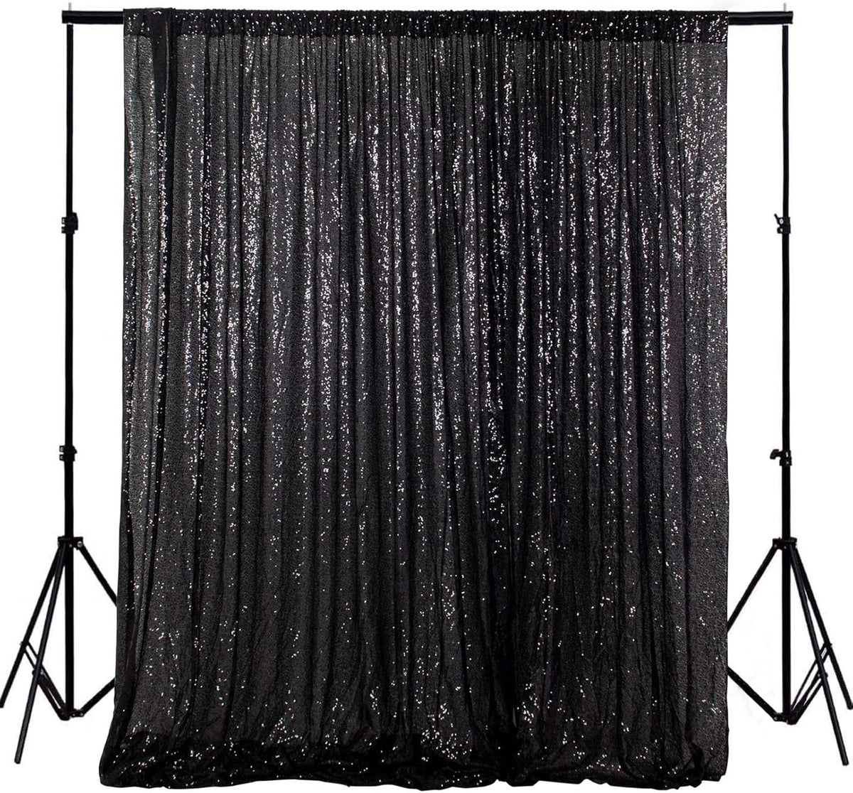 ShinyBeauty Sequin Backdrop- 5FTx10FT-Black-Sequin Photo Backdrop,Photo Booth Background,Sequence