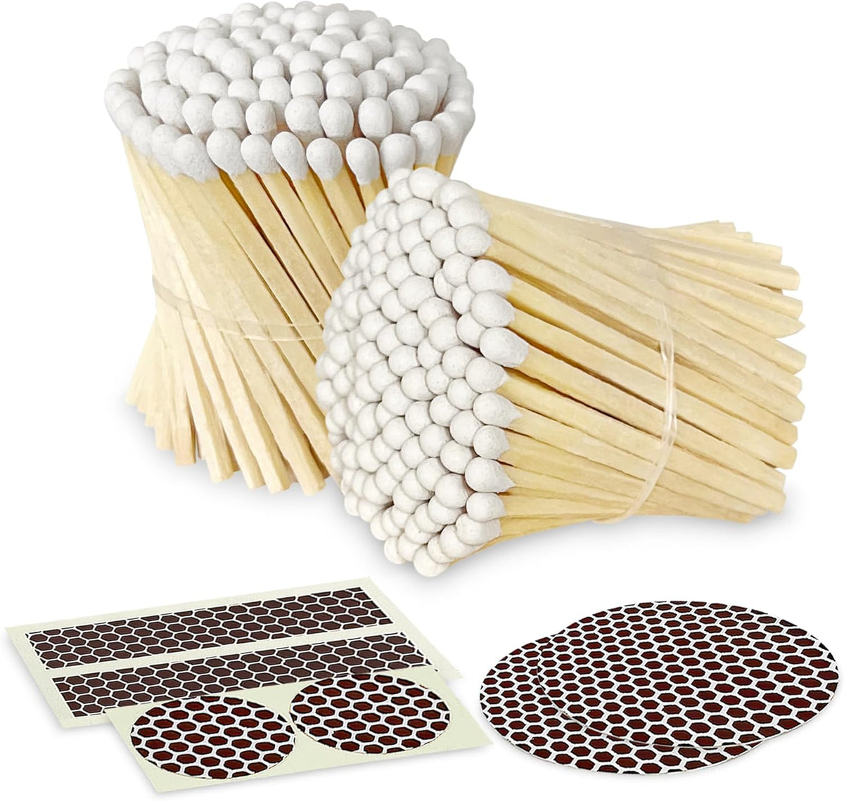 2" Classic White Tip Safety Matches | 200+ Bulk Artisan Matchsticks with Bumble Striker Stickers by