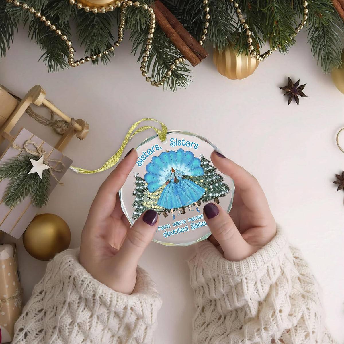 GOSSBY Sister Ornament for Sister, Women Best Friend- White Christmas Ornament 2025 - There were