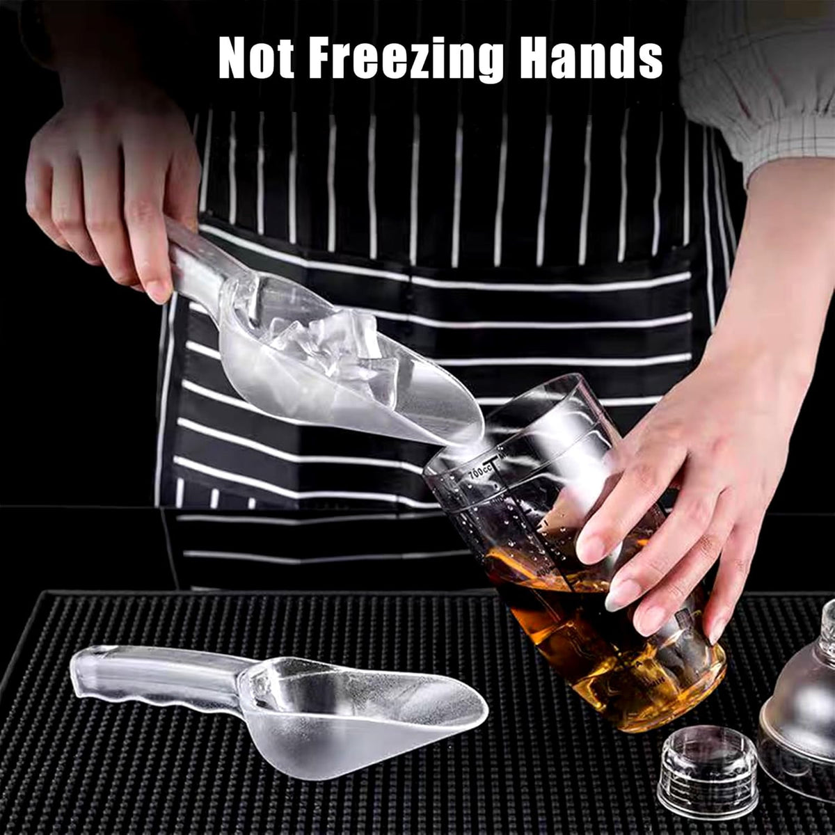 3PCS Clear Plastic Ice Scoop, 6 ounces Alec Ice Scoops, Kitchen Scoop for Ice Bucket Ice, Popcorn