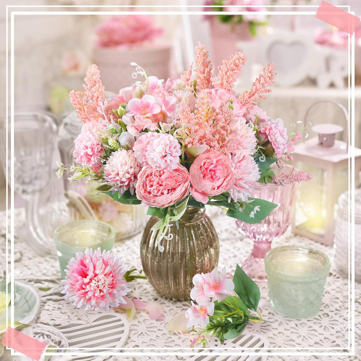 Zeyune 8 Pcs Wedding Silk Flowers Fake Silk Flowers Faux Bouquet Hydrangea Bouquets for Wedding