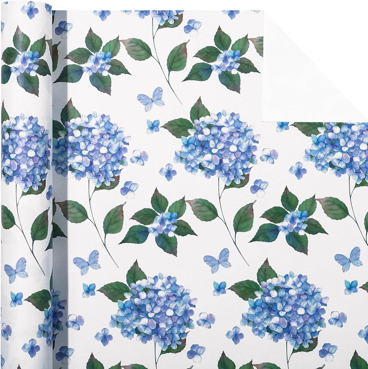 WRAPAHOLIC 30 Inch Jumbo Kraft Hydrangea Floral Wrapping Paper Roll - 30 Inch x 33 Feet - Hydrangea
