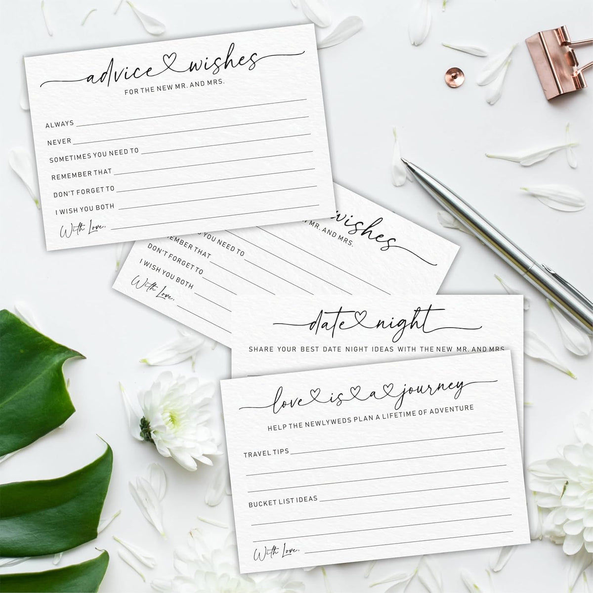 Wedding Advice Cards - Wishes For The New Mr & Mrs Wedding Advice Sign -A Standing Sign With 3