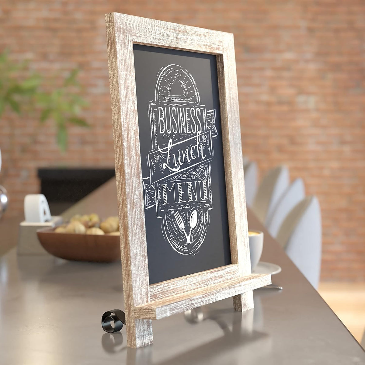 HBCY Creations Rustic Wooden Tabletop Chalkboard with Legs/Vintage Wedding Table Sign/Small Kitchen
