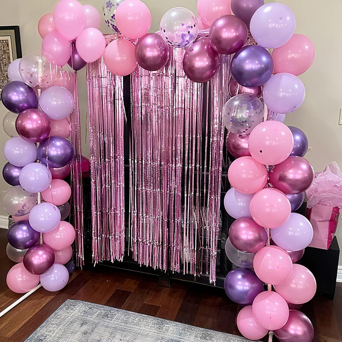 Pink and Purple Balloons, 50PCS 12 Inch Confetti Balloons, Metallic Purple Pink Latex Balloons with
