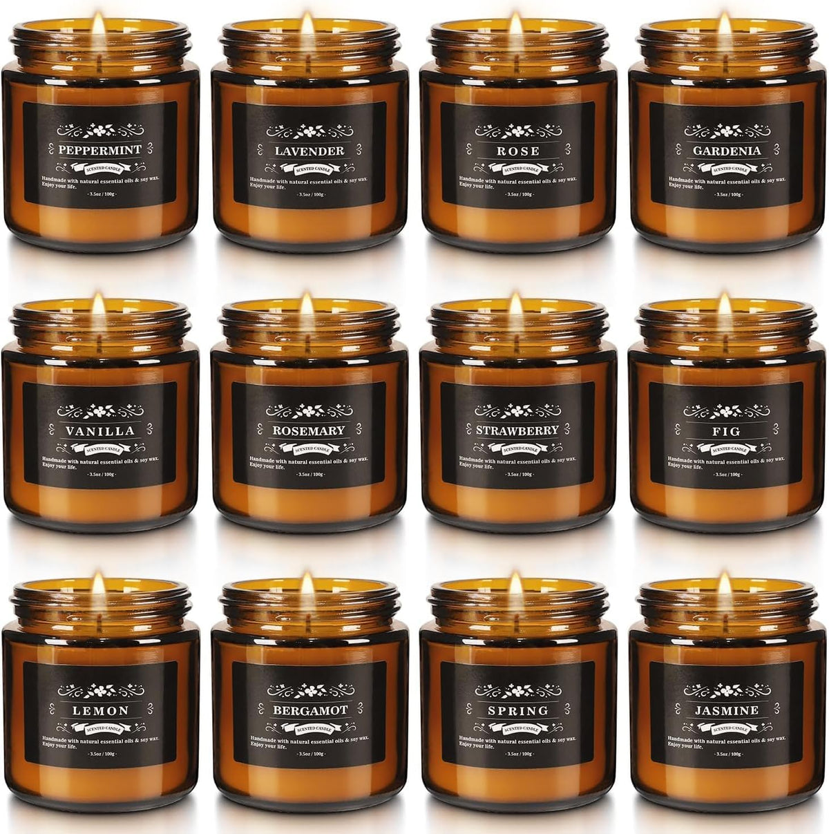 12 Pcs Scented Candles with Added Natural Essential Oils, 3.05oz, Suitable for Various Festivals