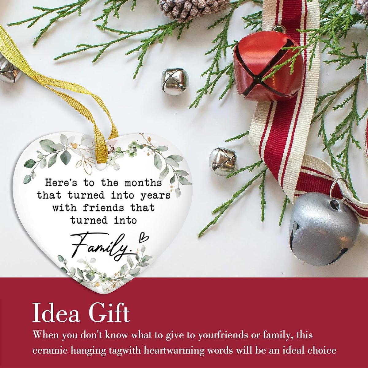 GOSSBY Friendship Ornament for Women for Friend - Friends That Turned into Family - Heart-Shaped