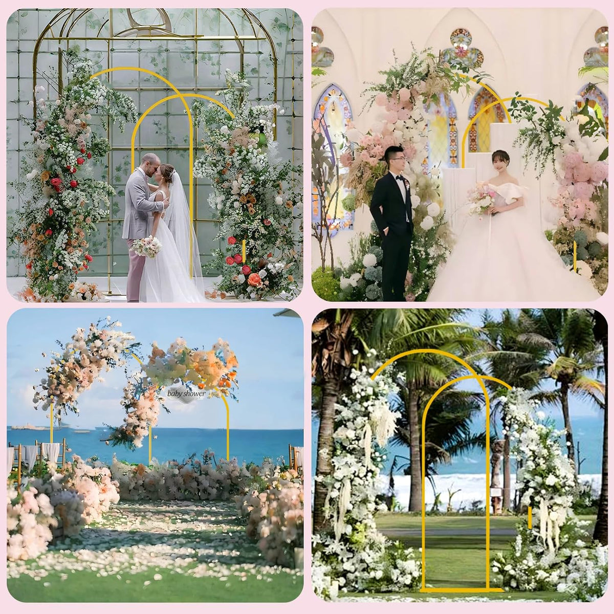 Bazen Wedding Arch Backdrop Stand 7.2FT, 6.6FT Set of 2 Metal Arch Backdrop Stand for Birthday
