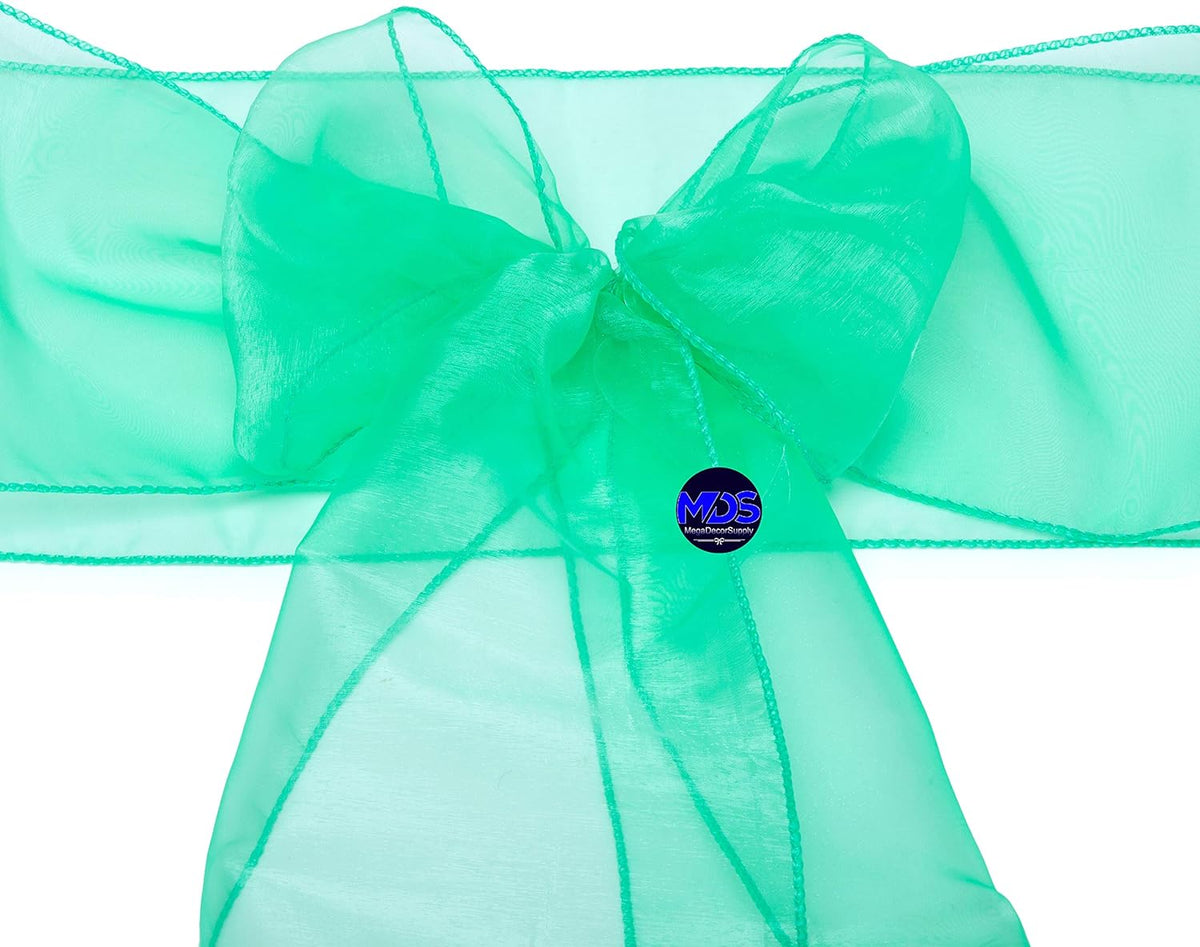 MDS Pack of 100 PCS Organza Chair Sashes Wider Dining Chair Bows Ribbon Tie Back for Wedding Party