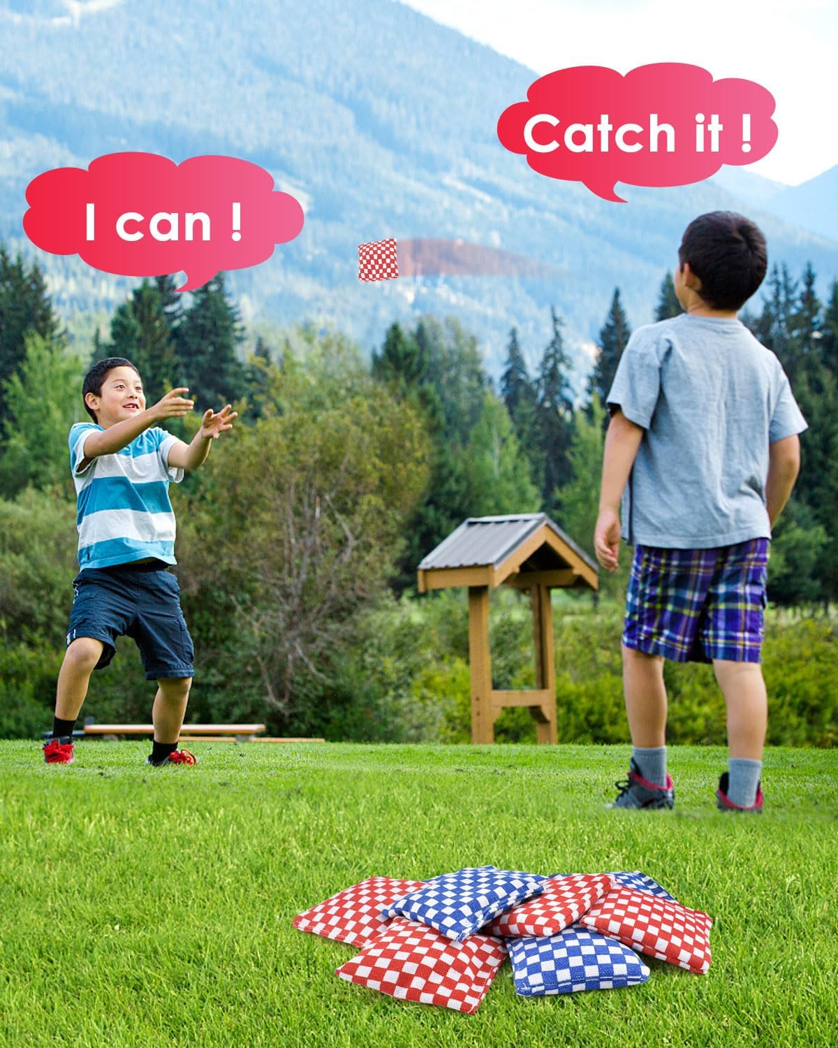 TINDTOP Mini Bean Bags for Tossing - 3.1" x 3.1", Cornhole Outdoor Toss Gaming Colorful Canvas Bean