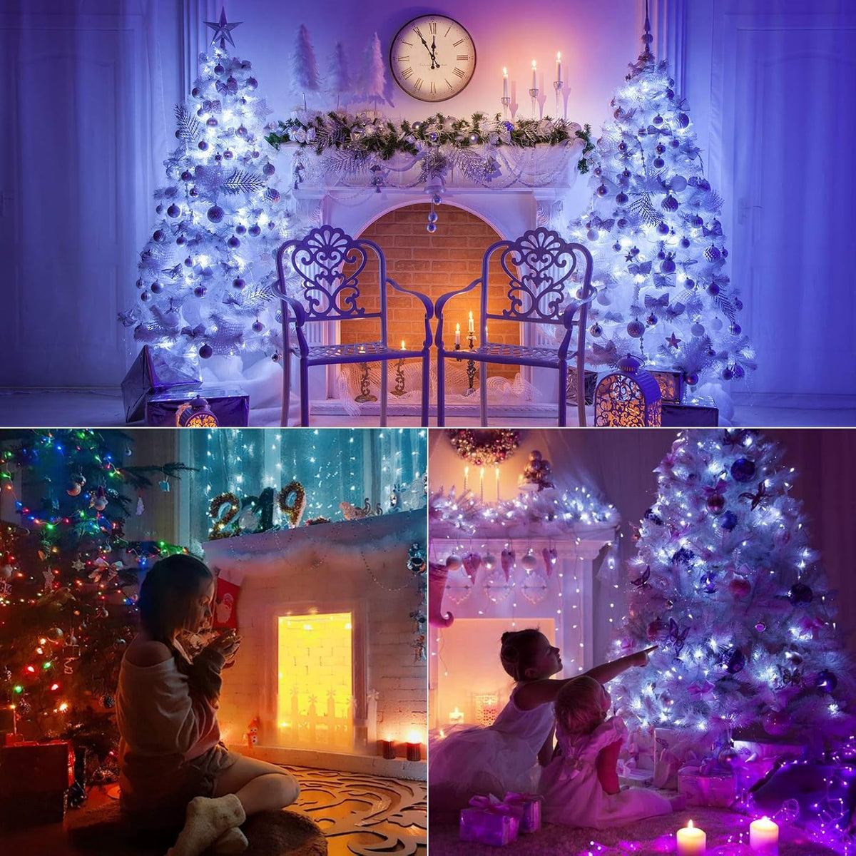 BrizLabs Cool White & Multicolor Christmas Lights, 180ft 500 LED Color Changing String, 11 Modes