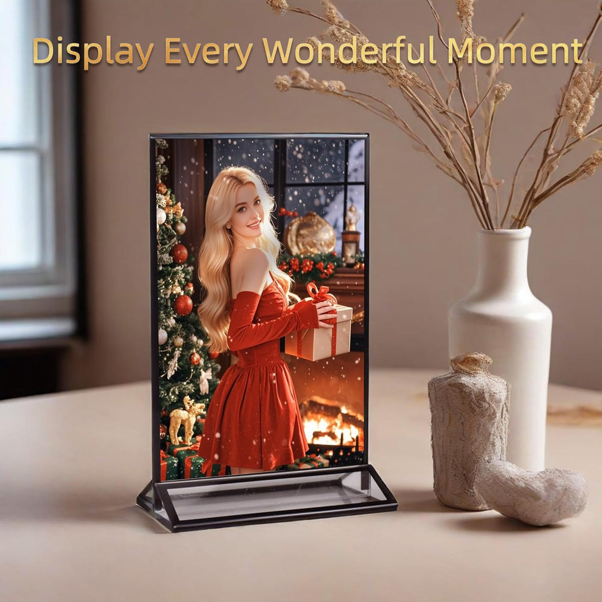 4x6 Picture Frames Acrylic Sign Holder 6 Pack Menu Stands, Double-sided Picture Stands for Wedding