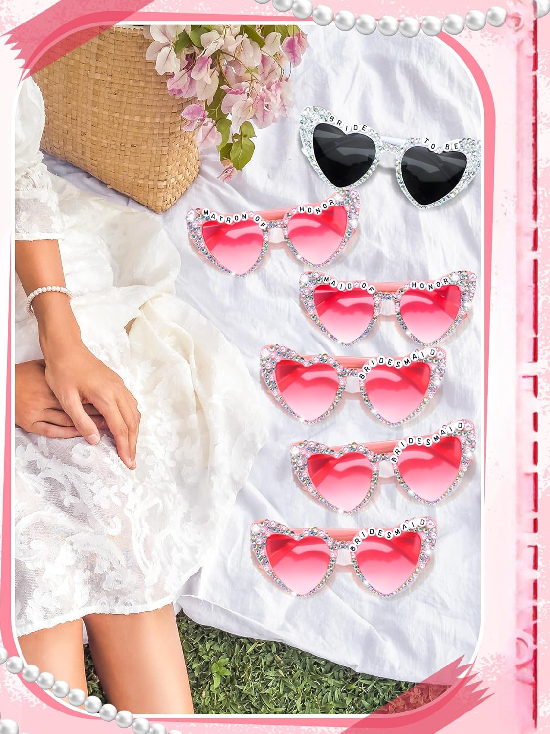 6 Pcs Bride Sunglasses Bachelorette Sunglasses Party Favors for Bridesmaids for Wedding Party Bride