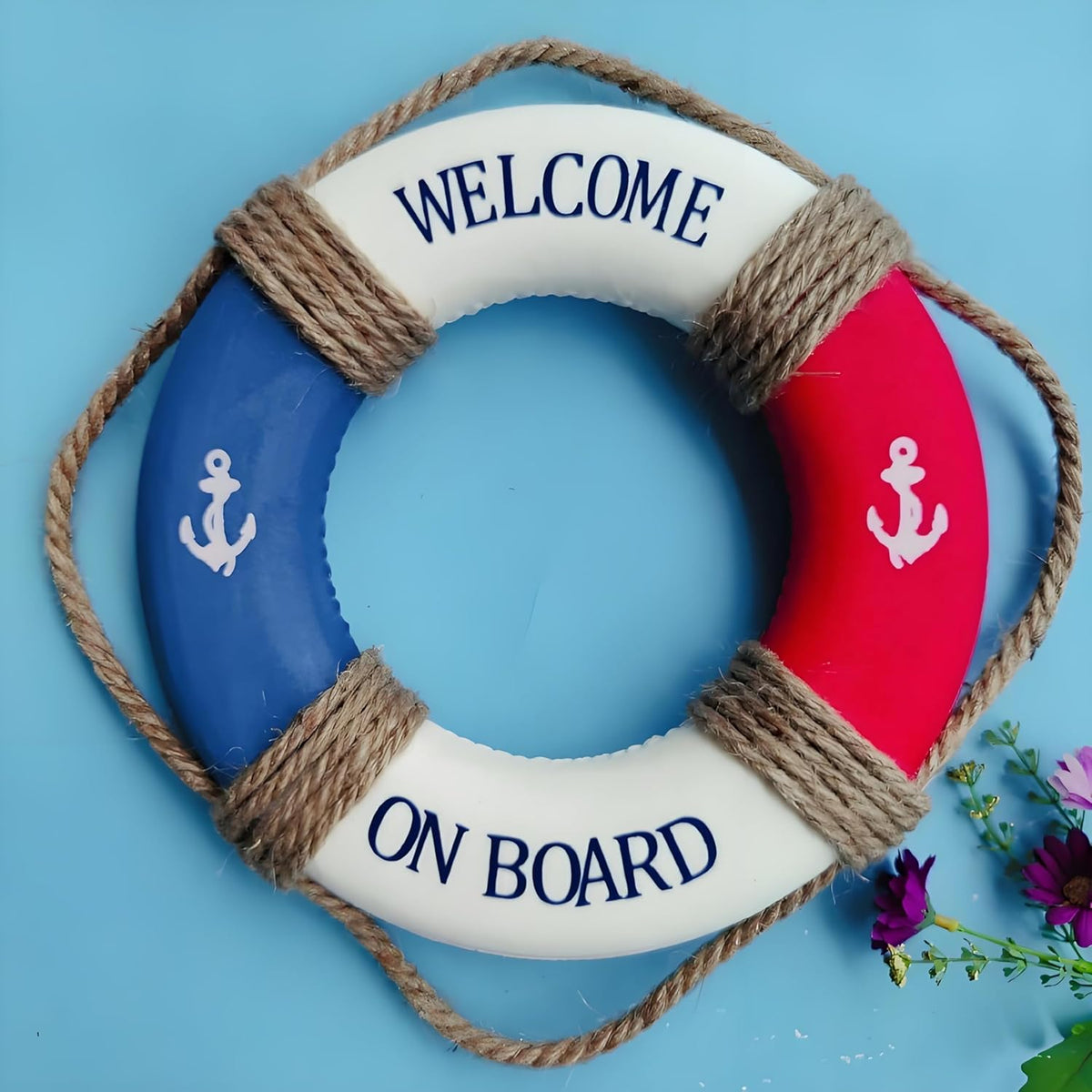 MorroMorn Lifebuoy Wall Hanging Decor - Welcome Aboard Mediterranean Style Home Decoration Hemp