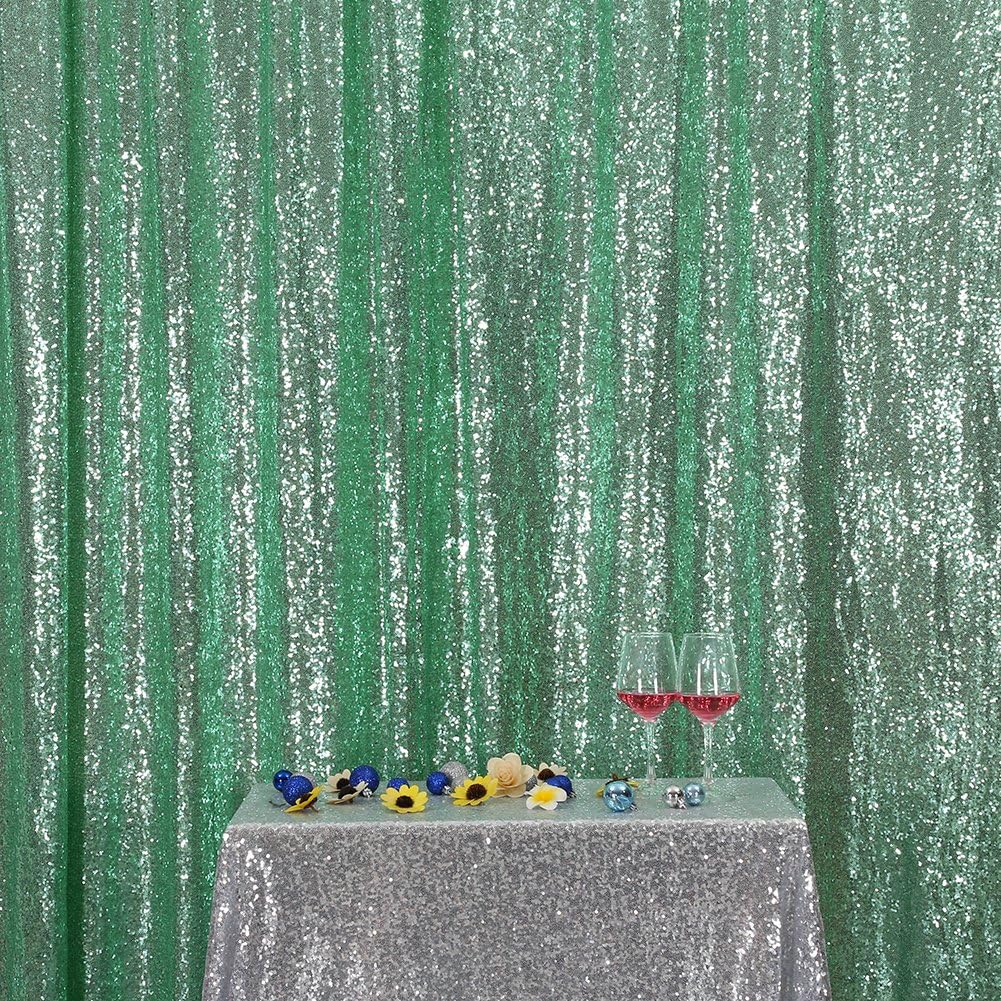 Poise3EHome Mint Green Sequin Backdrop, 10Ft x 10Ft Glitter Photography Background Curtains