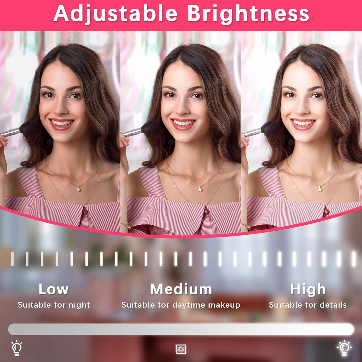 22x17 Inch Lighted Vanity Mirror with Dimmable LED Lights - 3 Color Modes, Smart Touch Control &