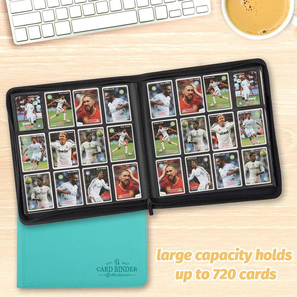 Trading Card Binder, Card Collection Binder Album Folder with 720 Side Loading Pockets, 12 Pocket