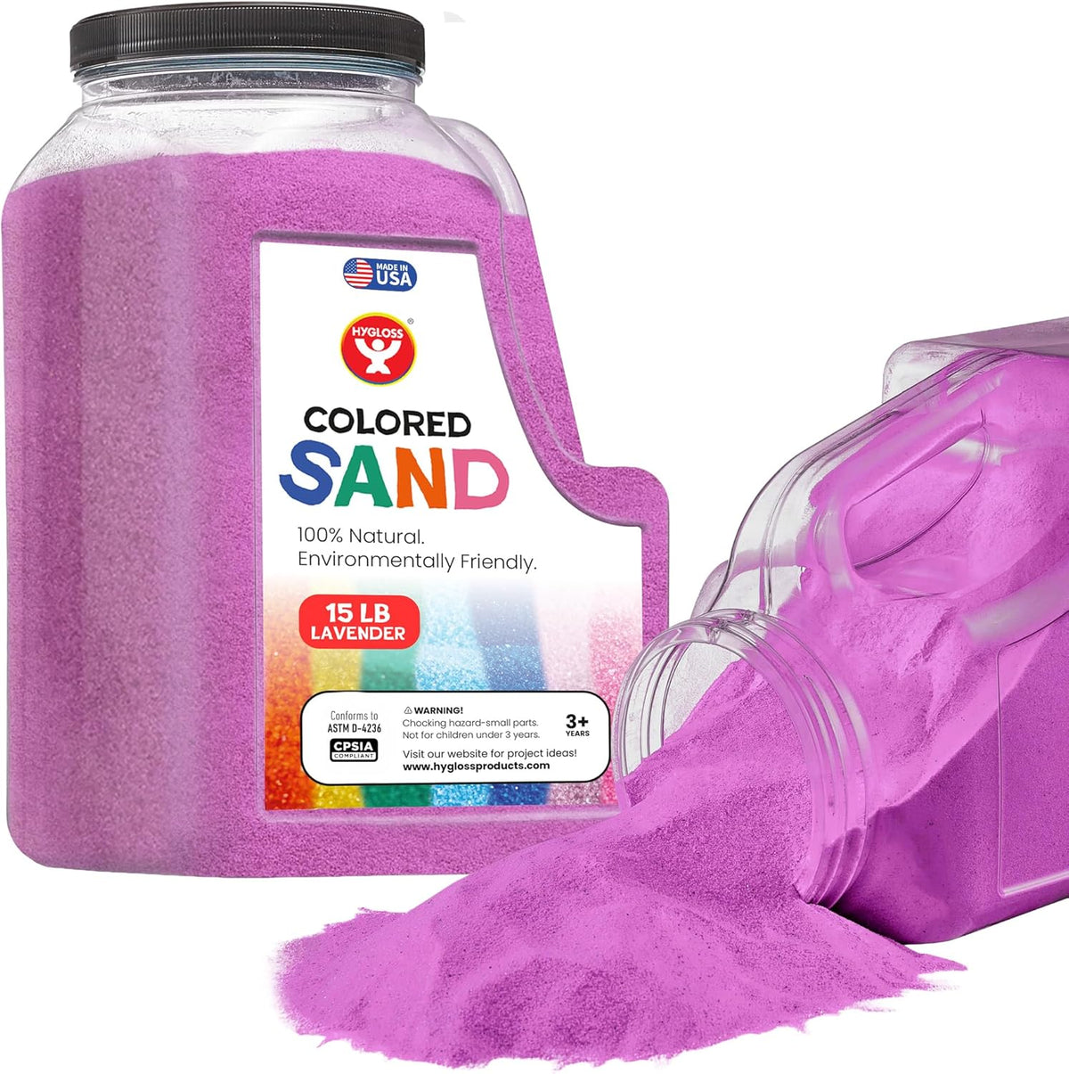 Hygloss Colored Sand for Crafts - 15 lb Bottle, Lavender - Vibrant Colorful Fine Sensory Play Sand
