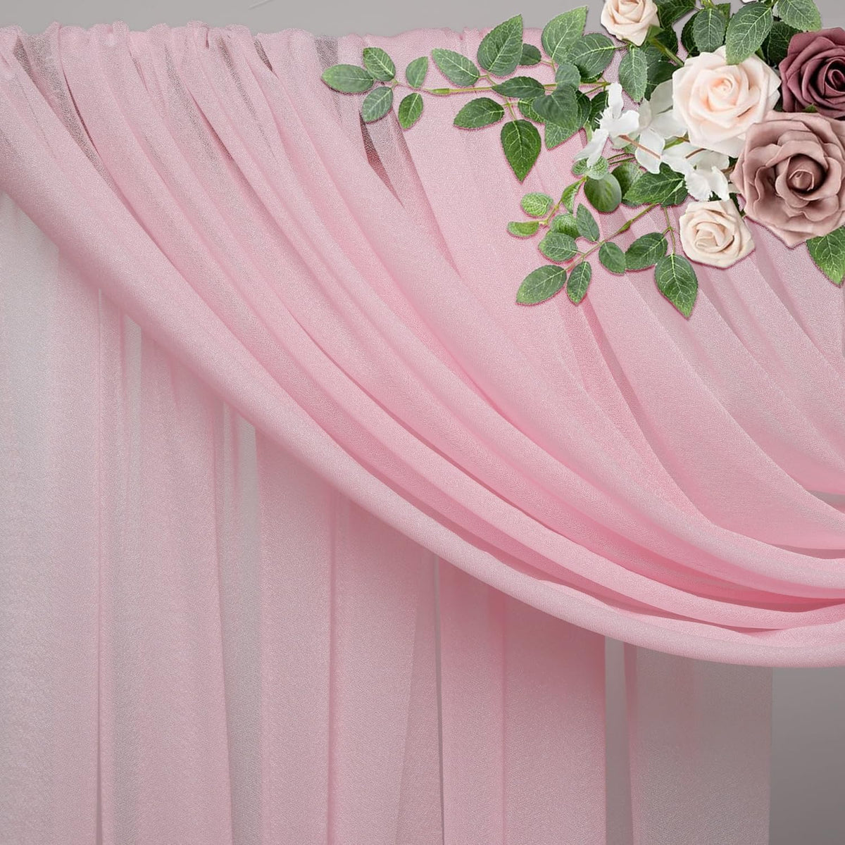 Wedding Arch Draping Fabric 2 Panels 28.7" x 20FT Blush Pink Sheer Chiffon Backdrop Drapes for