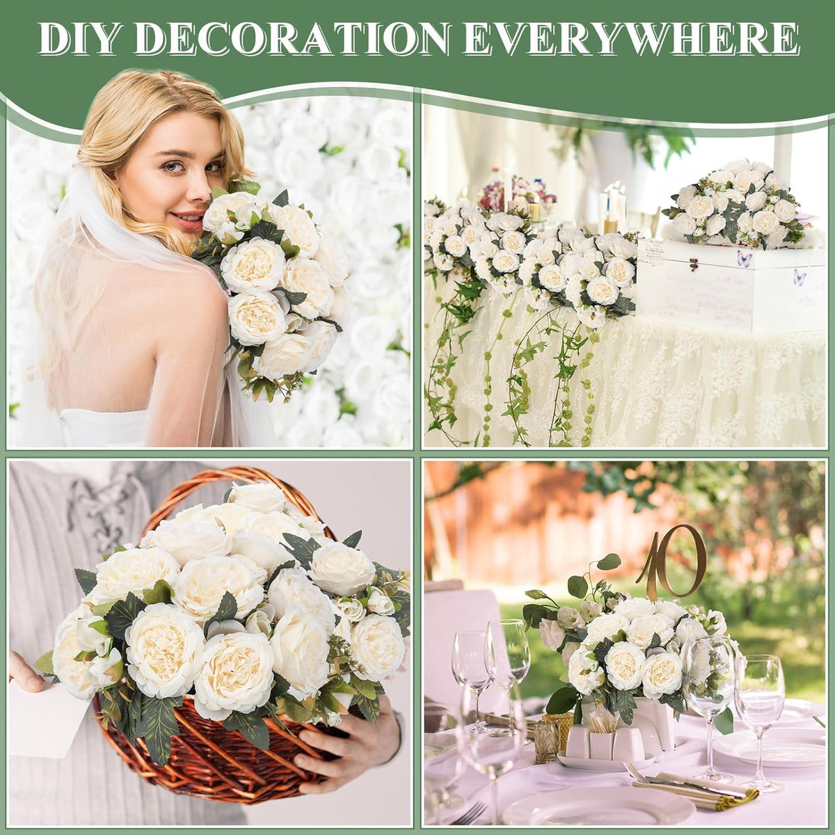 8 Bundles Artificial Peonies Flowers Boho Faux Flowers Arrangements Artificial Centerpiece Spring