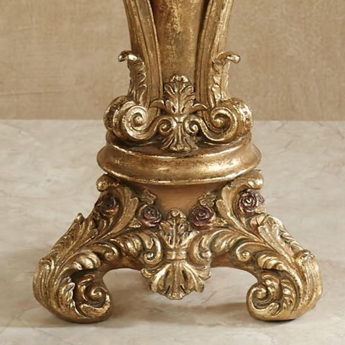 Touch of Class Angelique Ornate Candleholders Aged Gold Set of 3 - Victorian Style Table