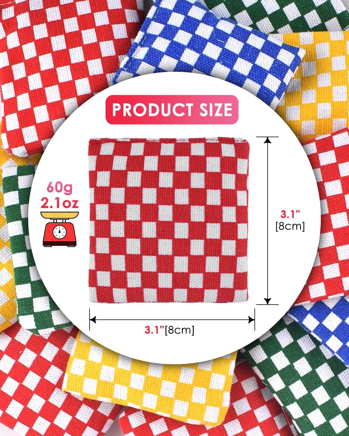 TINDTOP Mini Bean Bags for Tossing - 3.1" x 3.1", Cornhole Outdoor Toss Gaming Colorful Canvas Bean