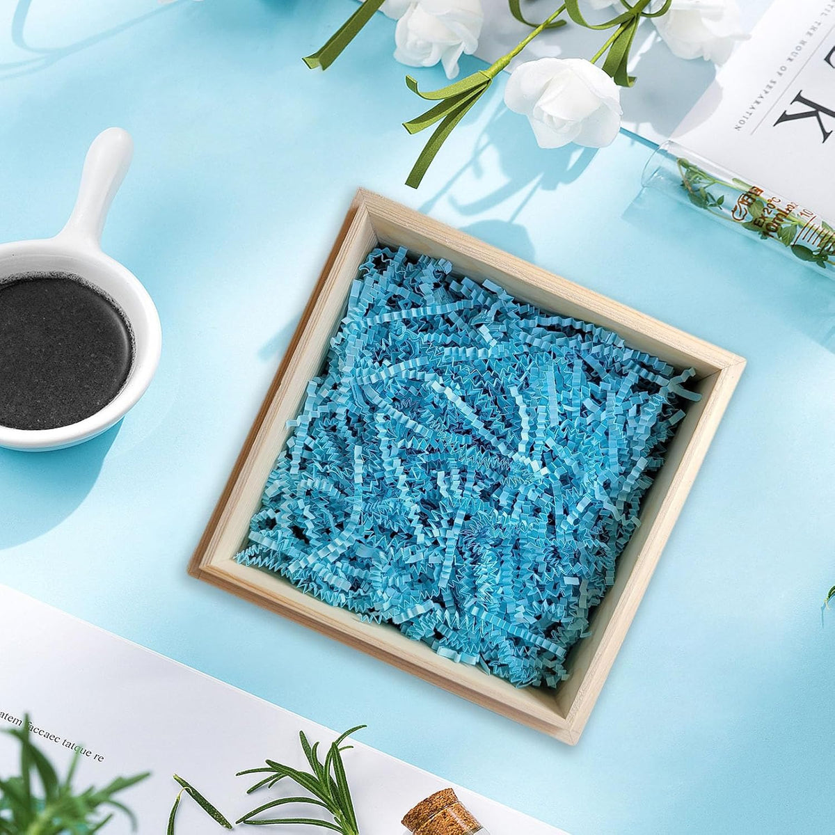 1 LB Deep Blue Crinkle Cut Paper Shred Filler Great for Gift Wrapping, Deep Blue Basket Fillers