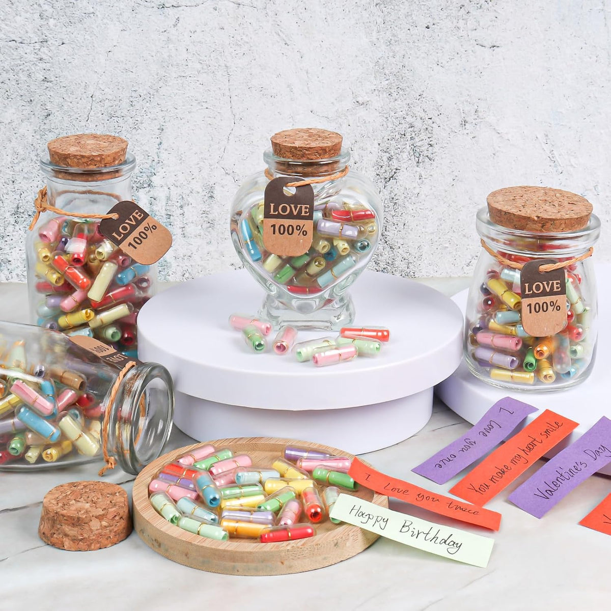 Capsule Letters Message in Glass Bottle，Message Pills Love Letter Gift for Boyfriend Girlfriend