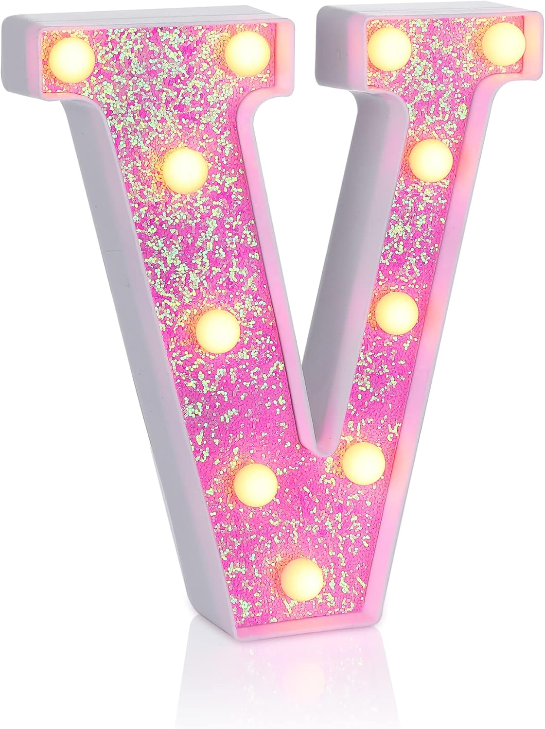 Foaky Pink Light up Letters，Pink Party Decorations,Girls Room Decor,Glitter Light Up