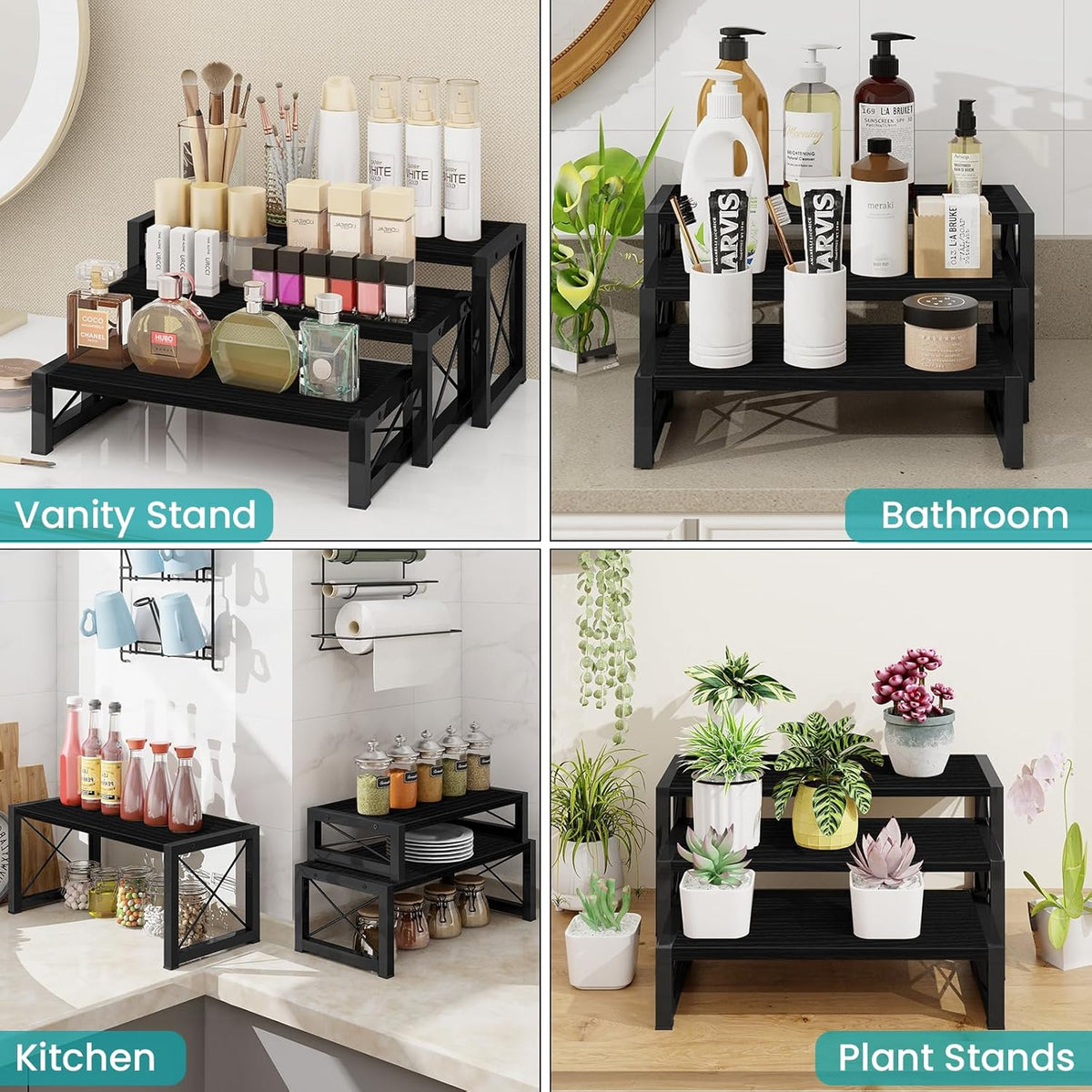 ELITEROO Black 3-Tier Wooden Cupcake and Dessert Display Stand, Multi-Tier Riser for Cupcakes