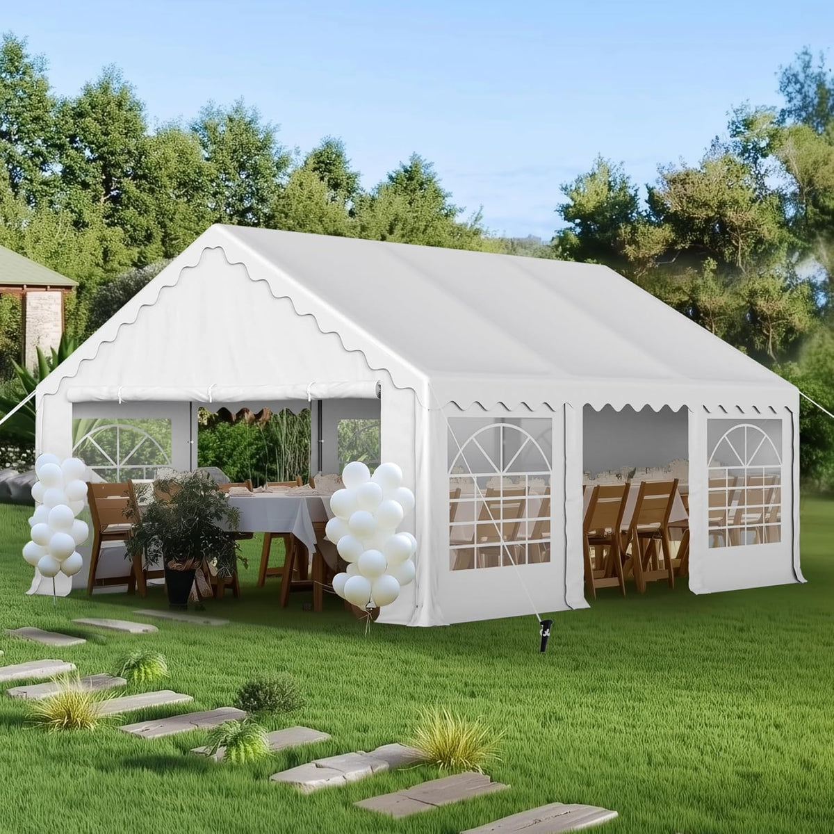 PHI VILLA 20'x16' Outdoor Heavy Duty Party Tent Large Commercial Canopy Wedding Event Shelter with
