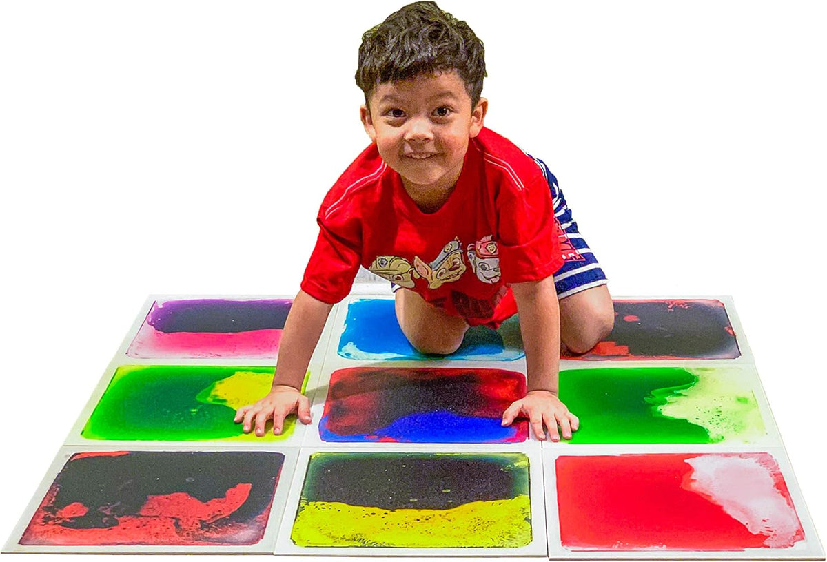 Art3d Liquid Sensory Floor Decorative Tiles, 11.8"x11.8" Square, Colorful, 6 Tiles