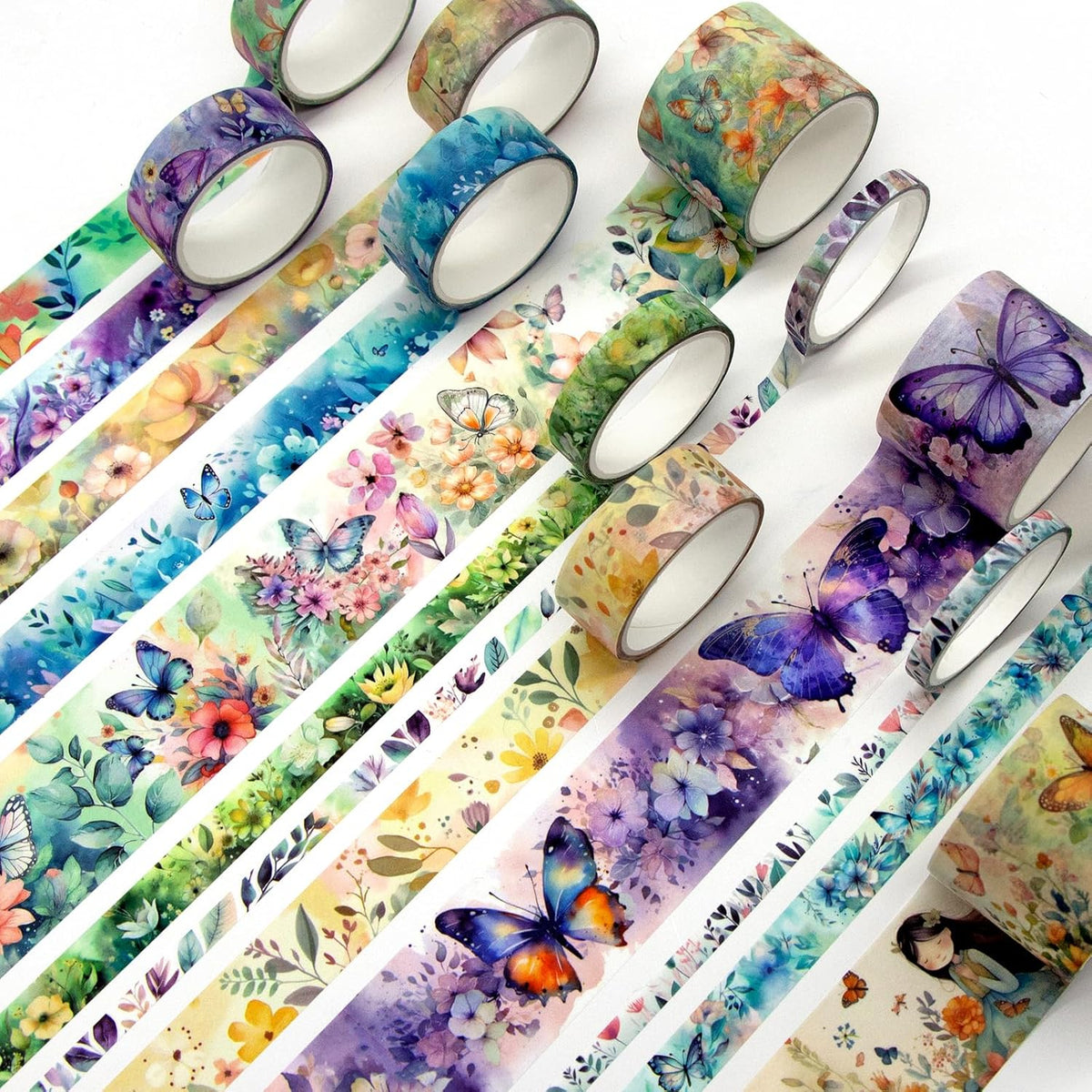20 Rolls Washi Tape Set - Floral Butterfly Decorative Masking Tape, Adhesive Tape for Bullet